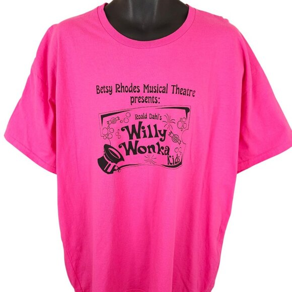 Willy Wonka T Shirt Mens Size 2XL Pink Roald Dahl Betsy Rhodes Musical Theatre - Picture 2 of 6